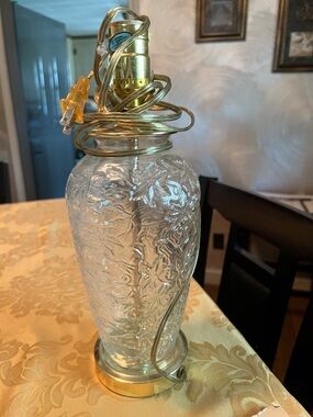 Princess House Fantasia Glass Table Lamp with Gold Hardware